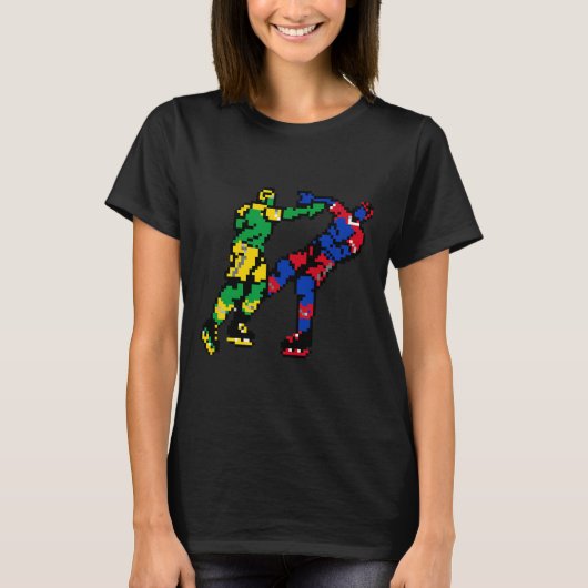 Pixel Hockey Fight  T-shirt (Voorkant)