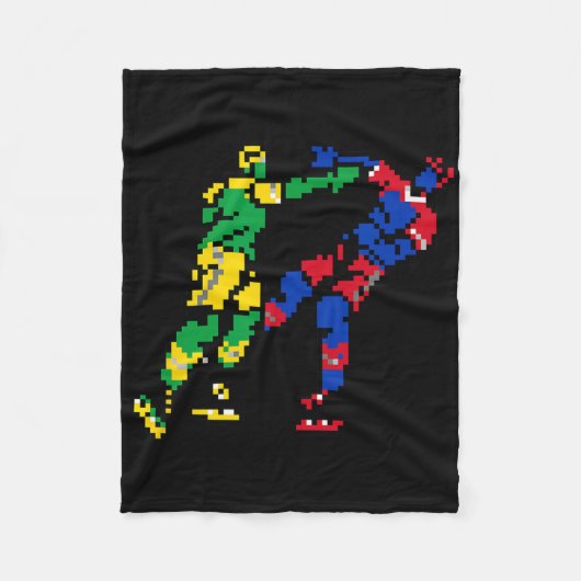 Pixel Hockey Gevecht  Fleece Deken (Voorkant)
