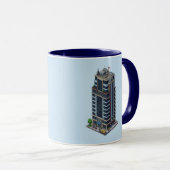 Pixel Hotel Tower Navy Blue Combo Mok (Voorkant rechts)