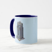 Pixel Hotel Tower Navy Blue Combo Mok (Voorkant links)