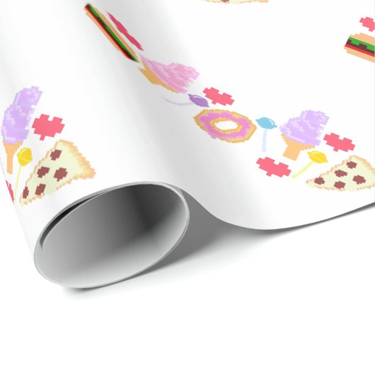 Pixel Junk Food Art Cadeaupapier (Rol Hoek)