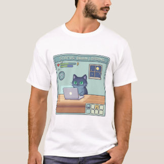 Pixel Kat Hersenen Laden – Grappige Retro Gamer Ka T-shirt