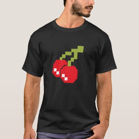 Pixel Kersen 80s Videogame Halloween Kostuum T-shirt (Voorkant)
