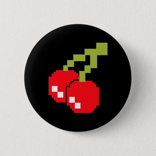 Pixel Kersen 80s Videospel Kostuum Easy Groep H Ronde Button 5,7 Cm (Voorkant)
