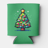 Pixel kerstboom - Retro feestelijke vakantie Blikjeskoeler (Voorkant)