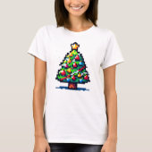 Pixel kerstboom - Retro feestelijke vakantie T-shirt (Voorkant)