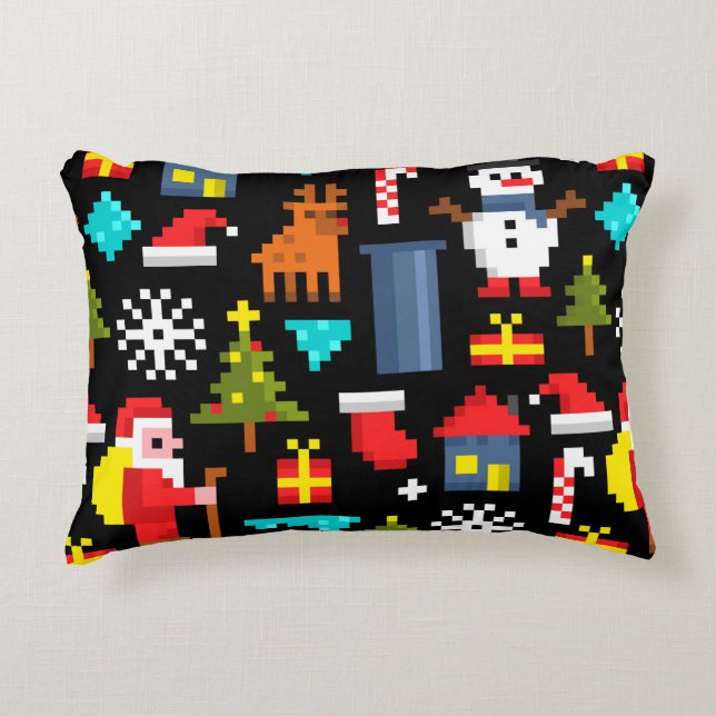 Pixel Kerstmis Accent Kussen (Voorkant)