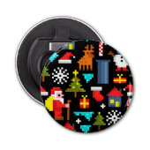 Pixel Kerstmis Button Flesopener (Voorkant)