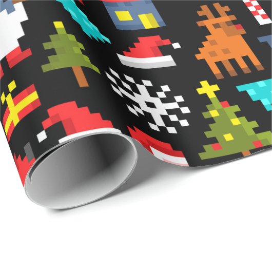 Pixel Kerstmis Cadeaupapier (Rol Hoek)