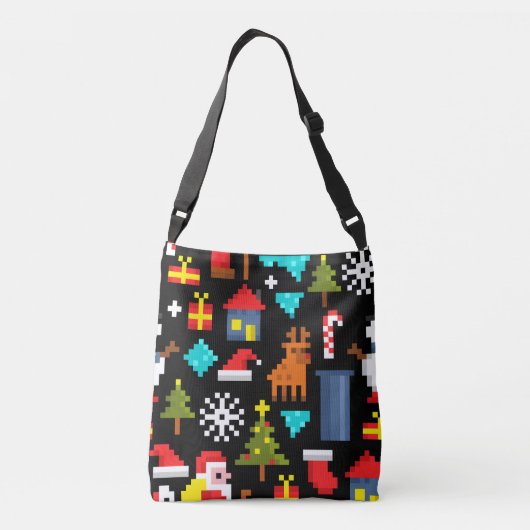 Pixel Kerstmis Crossbody Tas (Achterkant)