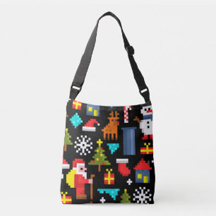 Pixel Kerstmis Crossbody Tas