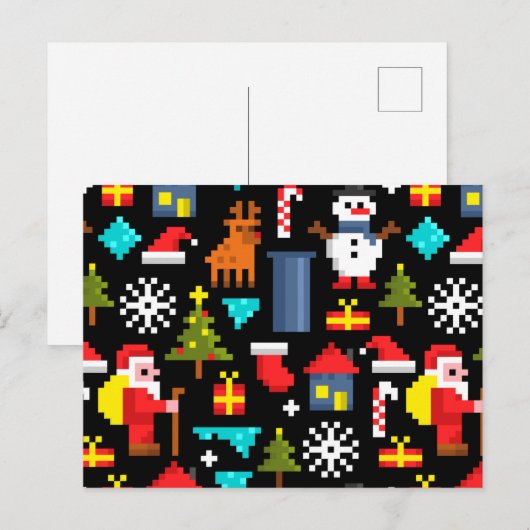 Pixel Kerstmis Feestdagenkaart (Voorkant / Achterkant)
