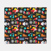 Pixel Kerstmis Fleece Deken (Voorkant (Horizontaal))