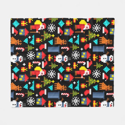 Pixel Kerstmis Fleece Deken (Voorkant (Horizontaal))