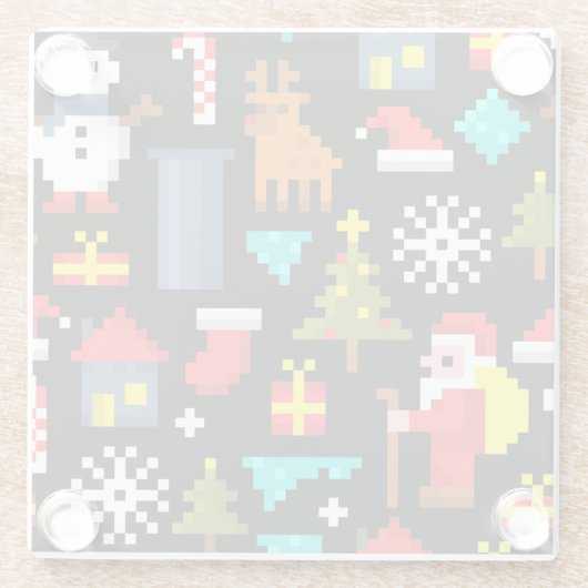 Pixel Kerstmis Glazen Onderzetter (Achterkant)