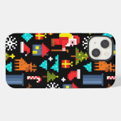 Pixel Kerstmis iPhone Hoesje (Achterkant horizontaal)