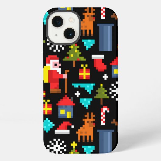 Pixel Kerstmis iPhone Hoesje (Achterkant)