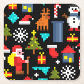Pixel Kerstmis Kartonnen Onderzetters (Voorkant)