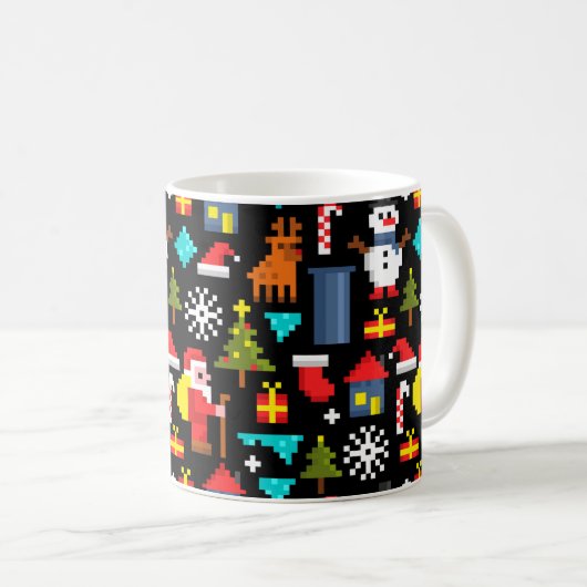 Pixel Kerstmis Koffiemok (Voorkant rechts)