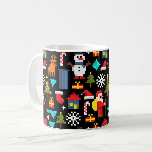 Pixel Kerstmis Koffiemok (Voorkant links)