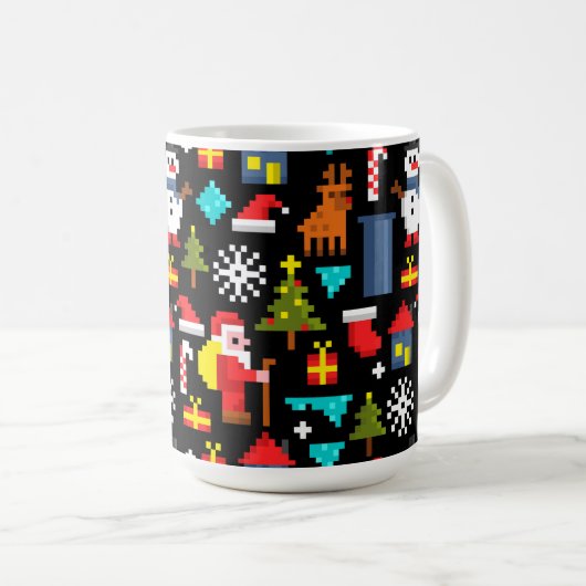 Pixel Kerstmis Koffiemok (Voorkant rechts)