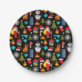 Pixel Kerstmis Papieren Bordje (Voorkant)