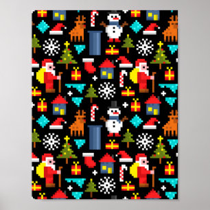 Pixel Kerstmis Poster
