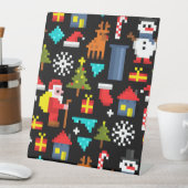 Pixel Kerstmis Reclamebord Met Voetstuk (Insitu)