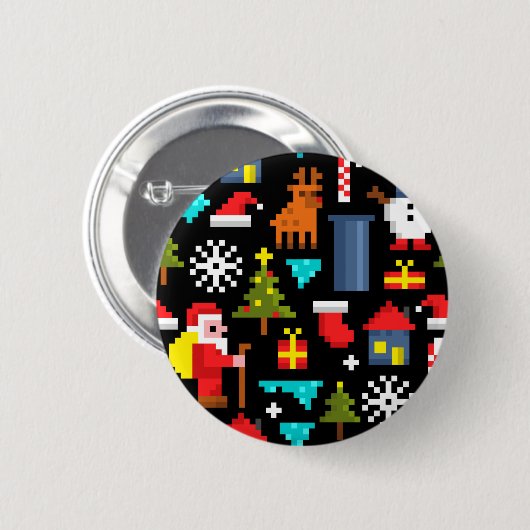 Pixel Kerstmis Ronde Button 5,7 Cm (Voorkant /achterkant)