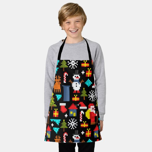 Pixel Kerstmis Schort (Gedragen)