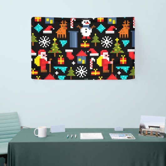 Pixel Kerstmis Spandoek (Beurs)