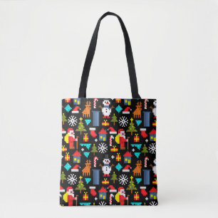 Pixel Kerstmis Tote Bag