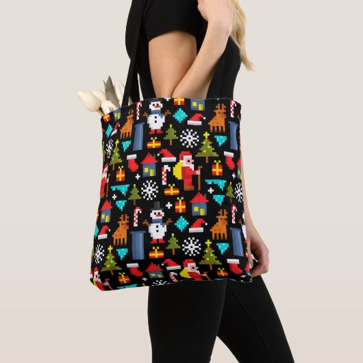 Pixel Kerstmis Tote Bag (Dichtbij)