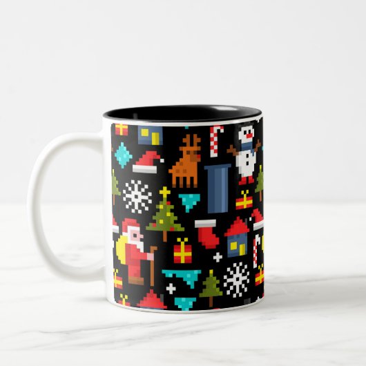 Pixel Kerstmis Tweekleurige Koffiemok (Links)
