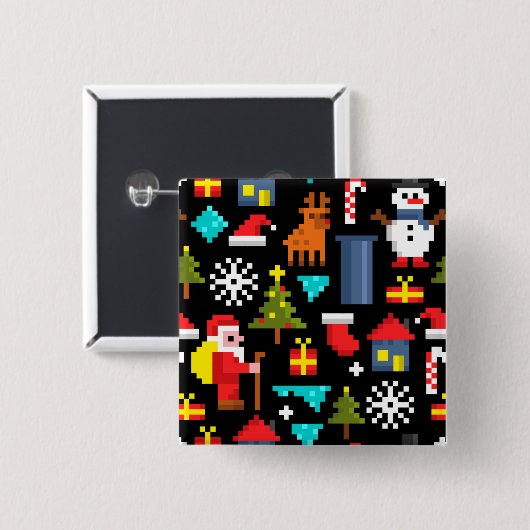 Pixel Kerstmis Vierkante Button 5,1 Cm (Voorkant /achterkant)