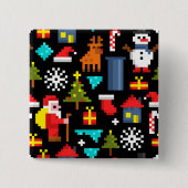 Pixel Kerstmis Vierkante Button 5,1 Cm (Voorkant)