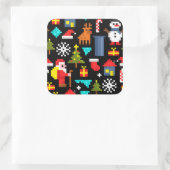Pixel Kerstmis Vierkante Sticker (Tas)