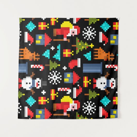 Pixel Kerstmis Wandkleed (Voorkant (horizontaal))