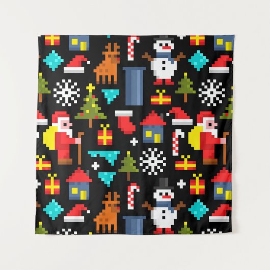 Pixel Kerstmis Wandkleed (Voorkant)