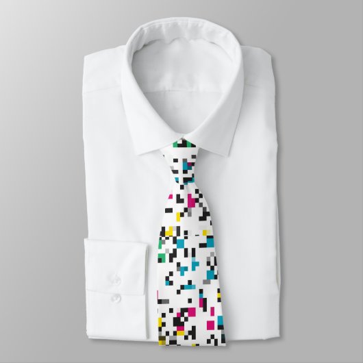 Pixel kleur blokken Glitch Necksjaal Stropdas (Gebonden)