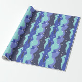 Pixel Kosmische Golven met Sterren Patroon Cadeaupapier (Uitgerold)