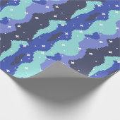 Pixel Kosmische Golven met Sterren Patroon Cadeaupapier (Hoek)