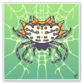 Pixel krab spin art sticker (Voorkant)