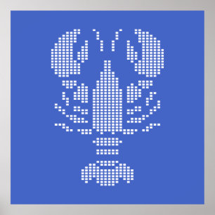 Pixel Kreeft Embleem Mozaïek Poster