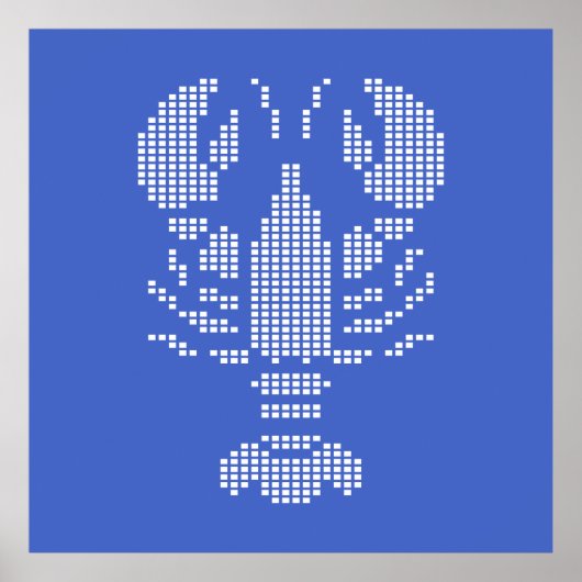Pixel Kreeft Embleem Mozaïek Poster (Voorkant)