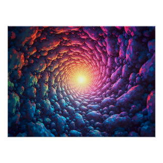 Pixel Kunst als " Licht am Ende des Tunnels" Perfect Poster