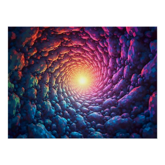Pixel Kunst als " Licht am Ende des Tunnels" Perfect Poster (Voorkant)