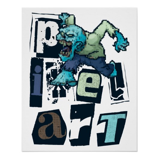 Pixel kunst en monster perfect poster (Voorkant)