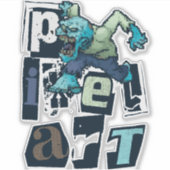 Pixel kunst en monster sticker (Voorkant)