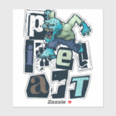 Pixel kunst en monster sticker (Vel)